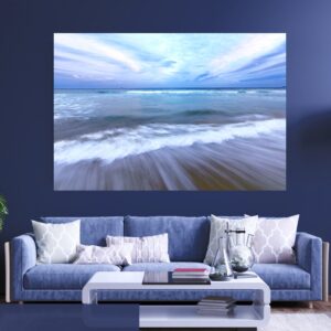 Waves gently rolling into Santos Beach on a chilly morning.